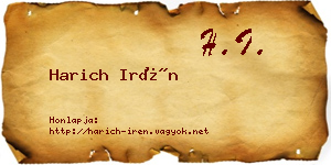 Harich Irén névjegykártya